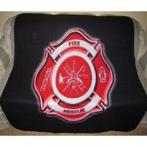 New Fireman Shield Fleece Throw Blanket Gift Firefighter Badge Fire Department